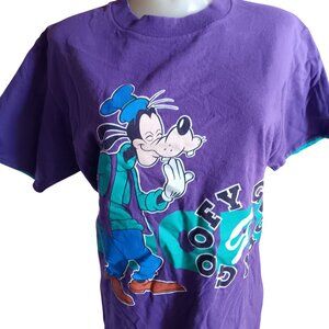 Vintage Women's Small S/M T-shirt Disney Goofy Graphic Purple 1990's Medium